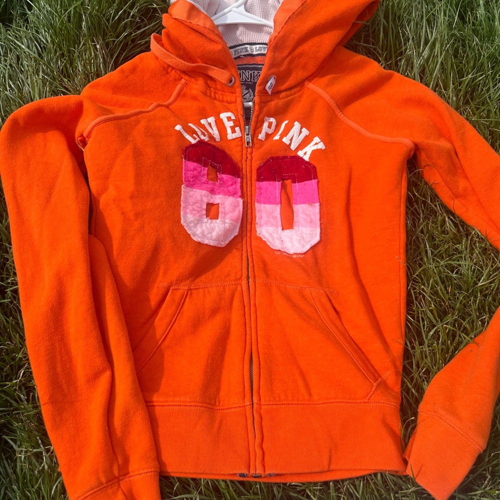 PINK brand zip up , orange , XS size